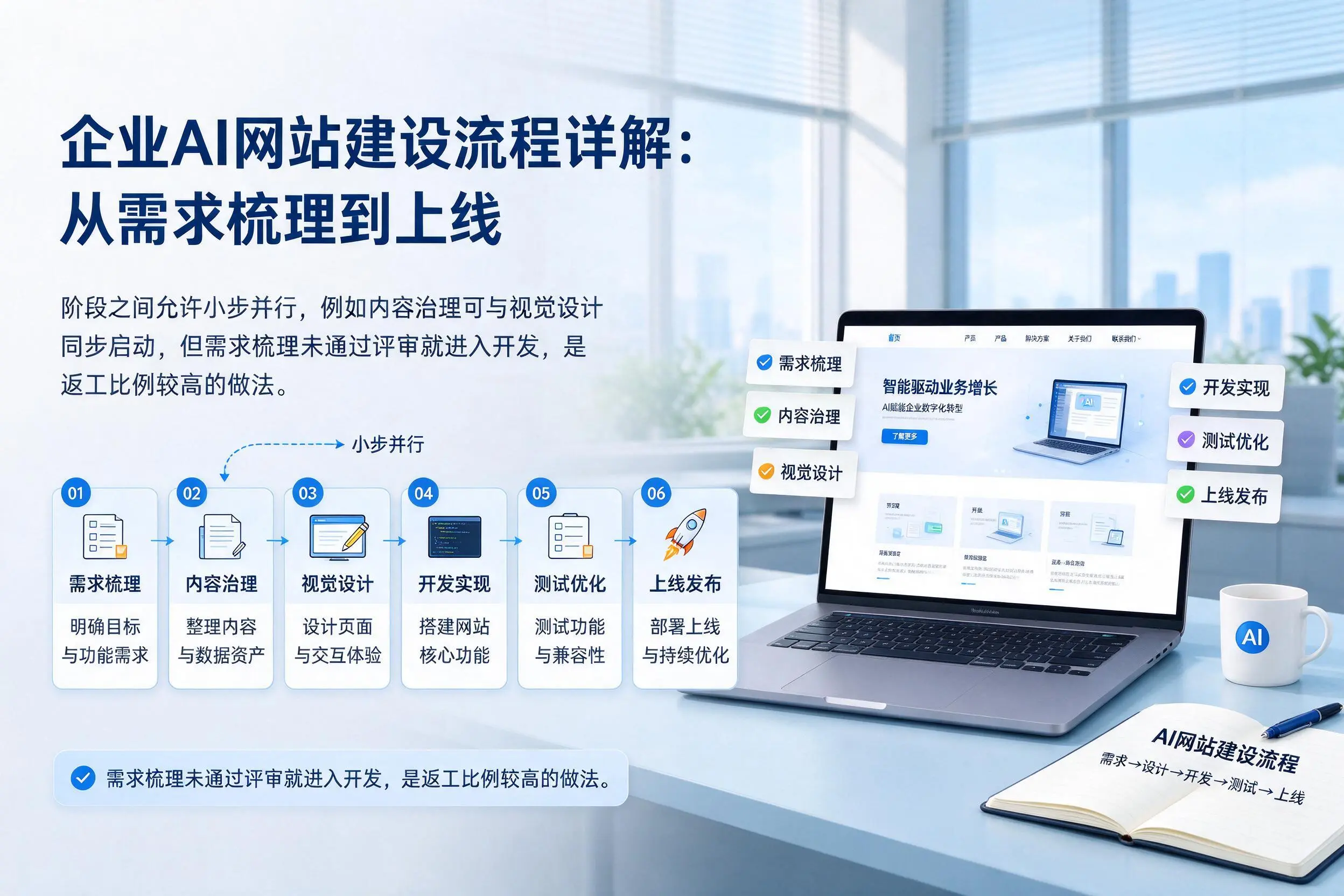 上海企业AI网站建设流程详解:从需求梳理到上线